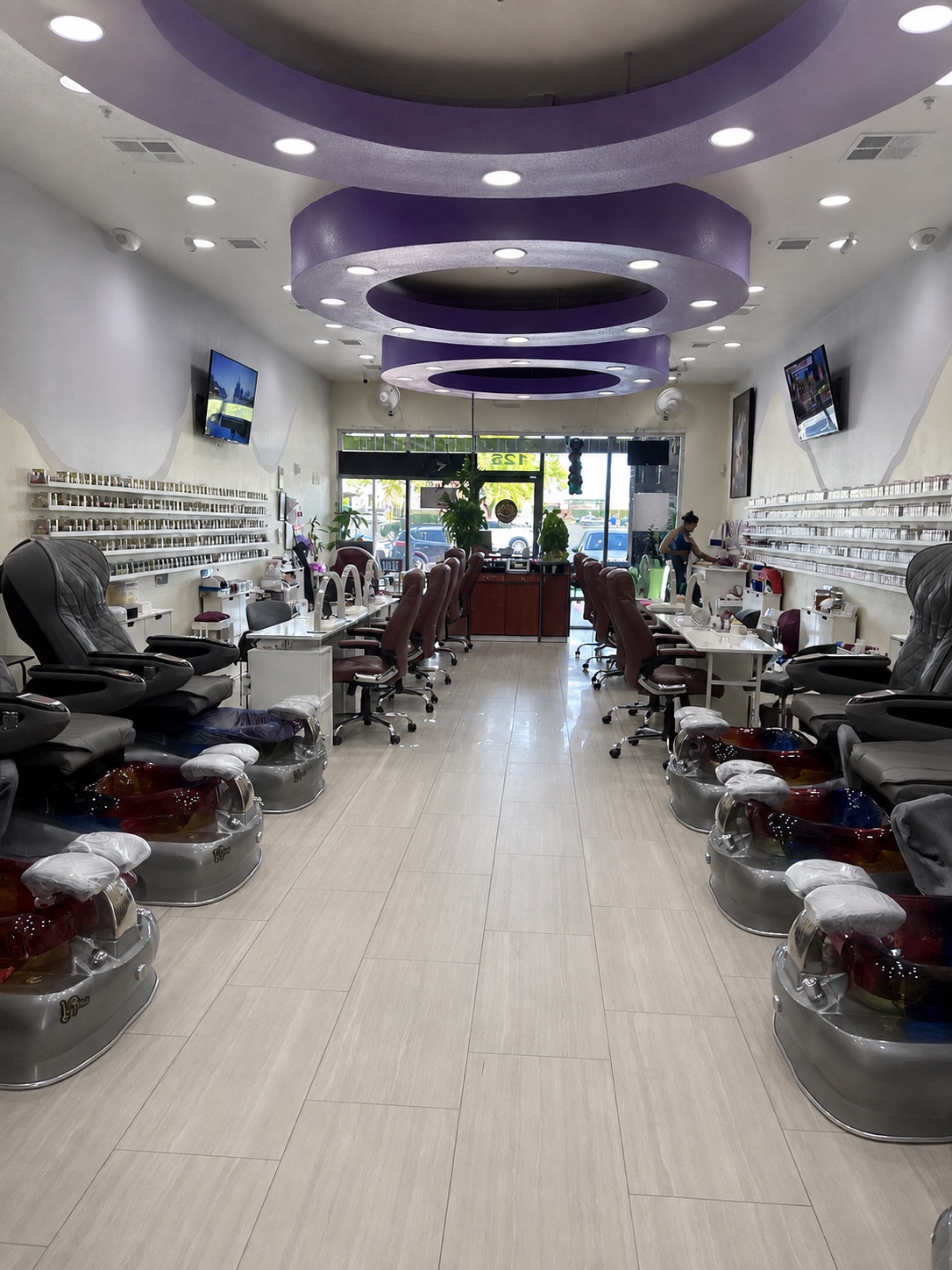 Spacious manicure and pedicure stations inside Dazzling Nails and Spa